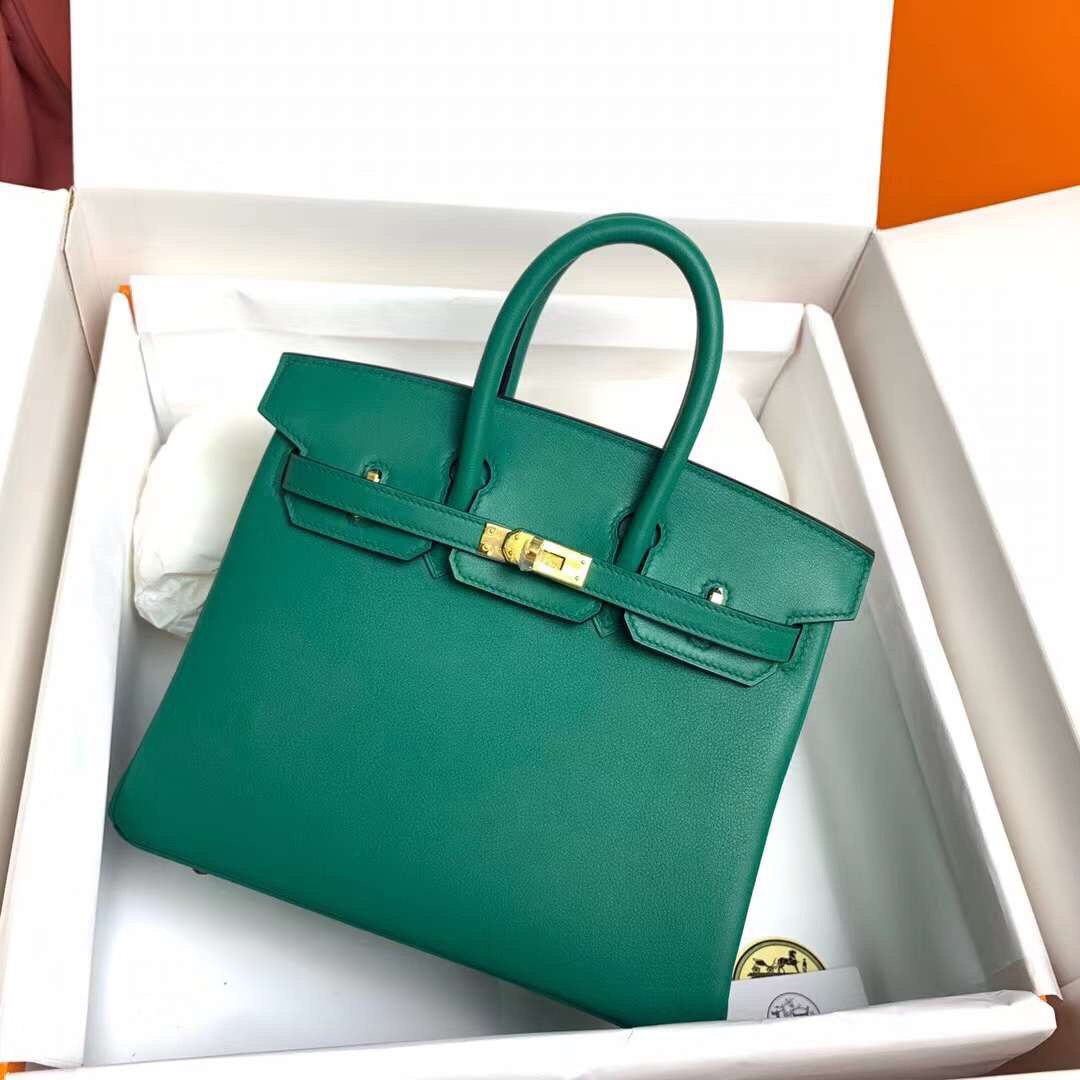 Hermes Birkin 25CM Swift Leather Handbag Green